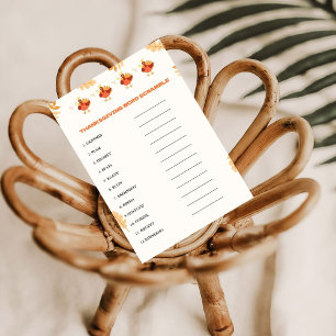 Carte de jeu de mots minimaliste Thanksgiving