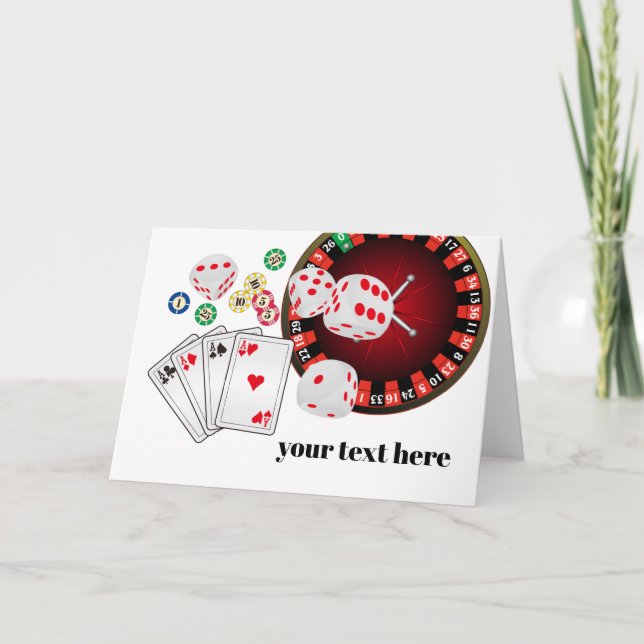 Carte de jeu de poker, casino, carte de remercieme (Devant)