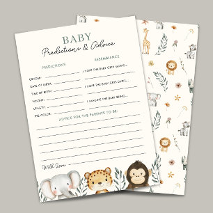 Carte de jeu de prédiction de Baby shower Safari J
