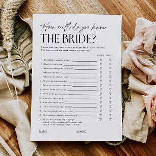 Carte de jeu de questionnaire de trivia pour la fê