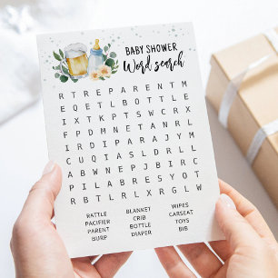 Carte de jeu de recherche de mots pour Baby Shower