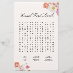 Carte de jeu de recherche de mots pour douche de m