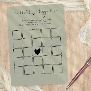 Carte de jeu de taille de douche de bingo nuptiale