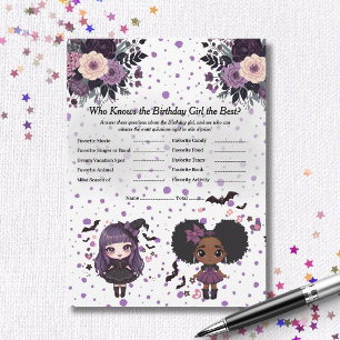 Carte de jeu de trivia pour une fille d'anniversai