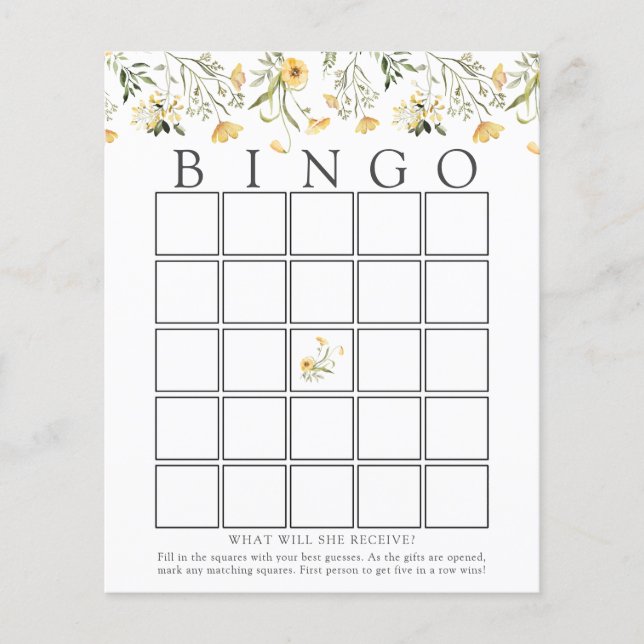 Carte de jeu Delicy Fleur sauvage Jaune Baby Bingo (Devant)