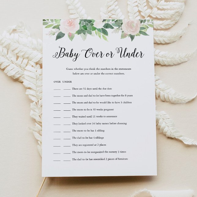 Carte de jeu DEVON Baby Over or Under Baby shower  (Créateur téléchargé)