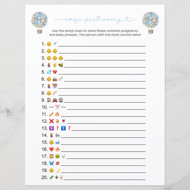 Carte de jeu Emoji Bleu Bleu Double Côté Hot Air (Devant)