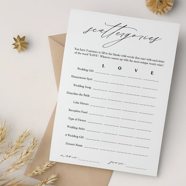 Carte de jeu Fête des mariées élégante Scattergori (Créateur téléchargé)