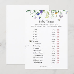 Carte de jeu fleur sauvage Bee Baby Traits Douche