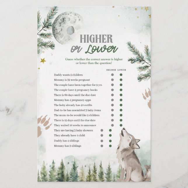 Carte de jeu Forest Wolf Higher or Lower (Devant)