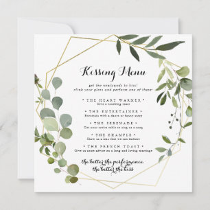 Carte de jeu Géométrique Mariage Gold Kissing Menu