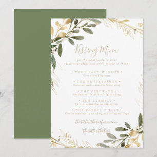 Carte de jeu Géométrique Mariage Gold Kissing Menu