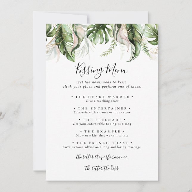 Carte de jeu Gold Tropical Green Mariage Kissing M (Devant)