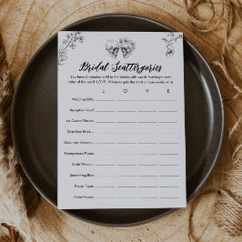 Carte de jeu Gothic Scattergories pour la fête de 