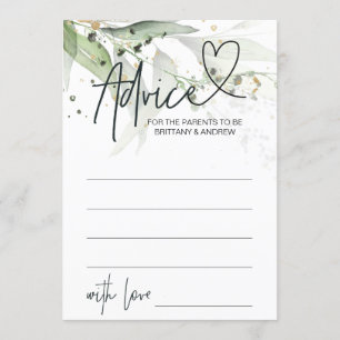 Carte de jeu Green Eucalyptus Baby shower Advice