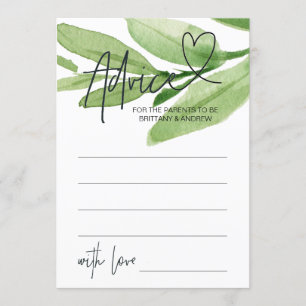 Carte de jeu Green Tropical Baby shower Advice