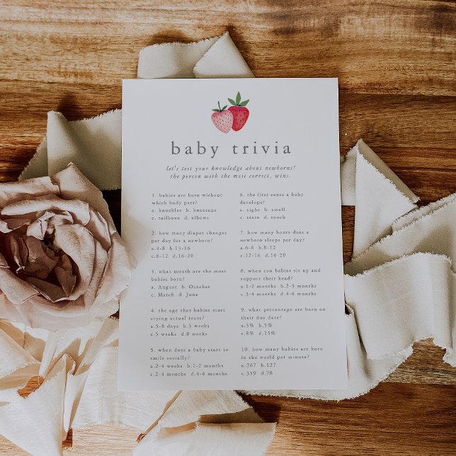 Carte de jeu HEIDI Pink Strawberry Baby shower Tri (HEIDI Pink Strawberry Baby Shower Trivia Game Card)