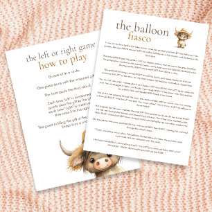 Carte de jeu Highland Cow Left or Right Baby showe