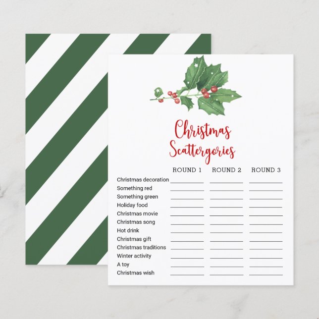 Carte de jeu Holly Wreath Christmas Scattergents (Devant / Derrière)