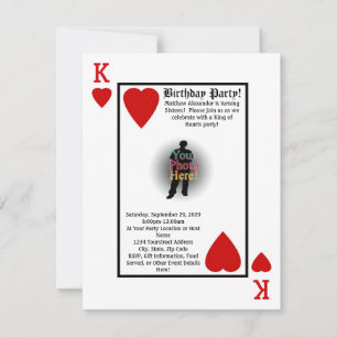 Carte de jeu King photo Anniversaire Fête Invitati