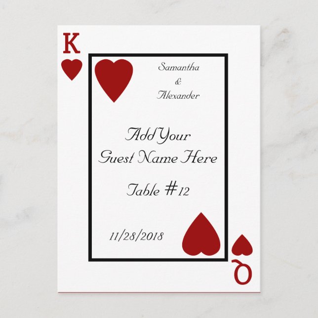 Carte de jeu King/Queen Table Place Cartes (Devant)