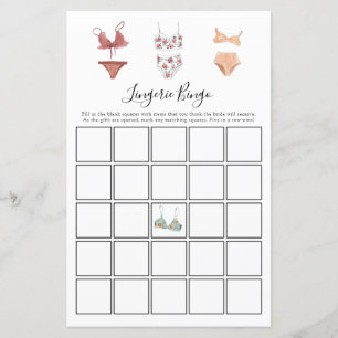 Carte de jeu Lingerie Bingo