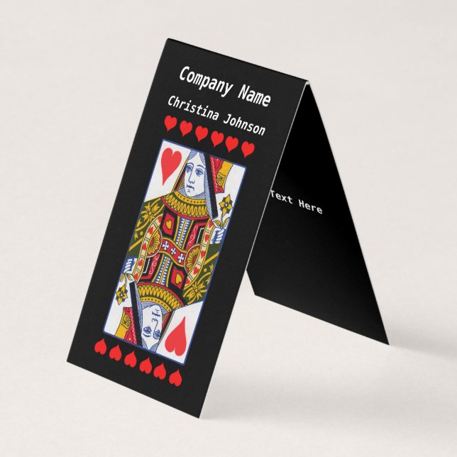 Carte de jeu Ornate Queen Red Hearts Noir (Devant)