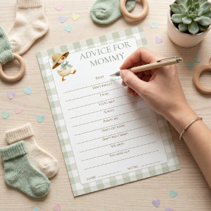Carte de jeu pour Baby Shower : Conseils de Tante