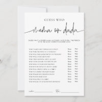 Carte de jeu pour Baby Shower EMERY Whimsi Mama ou
