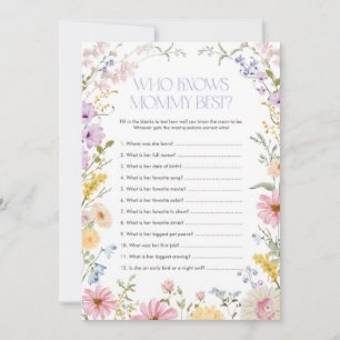 Carte de jeu pour Baby Shower 'Floral Who Knows Mo