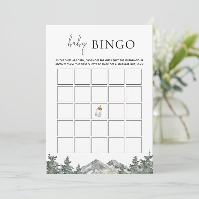 Carte de jeu pour le Baby shower d'hiver (Debout devant)