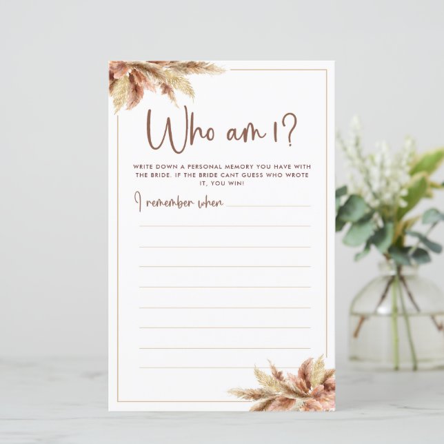 Carte de jeu Qui suis-je Herbe des Pampas Séchée (Debout devant)