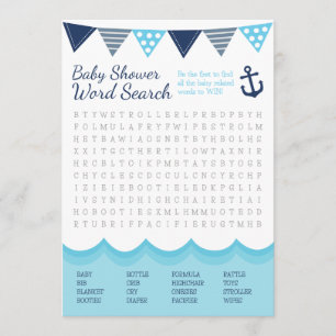 Carte de jeu Recherche de mot pour bébé marin