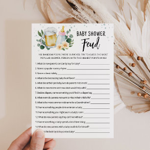 Carte de jeu rose de Baby Shower Feud de Greenery