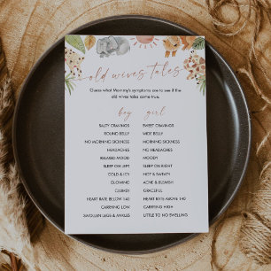 Carte de jeu SAFARI Old Wives Tales Baby shower