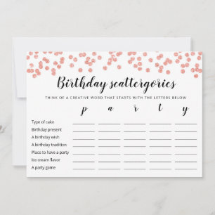 Carte de jeu Scattergories anniversaire modifiable