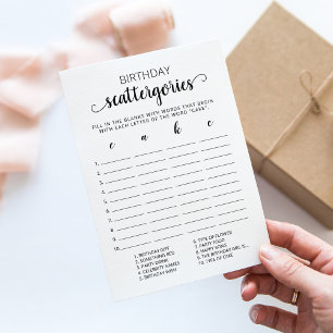 Carte de jeu Scattergories d'anniversaire modifiab