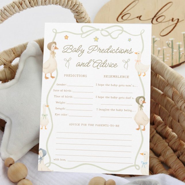 Carte de jeu Silly Goose Baby shower Baby Predicti (Créateur téléchargé)
