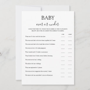 Carte de jeu supérieure ou inférieure au Baby show