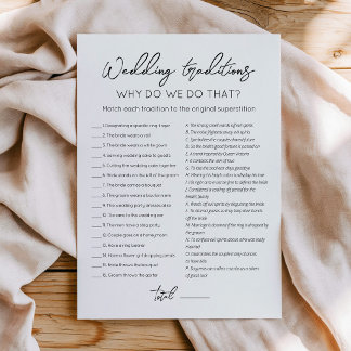 Carte de jeu sur les traditions de mariage avec ré