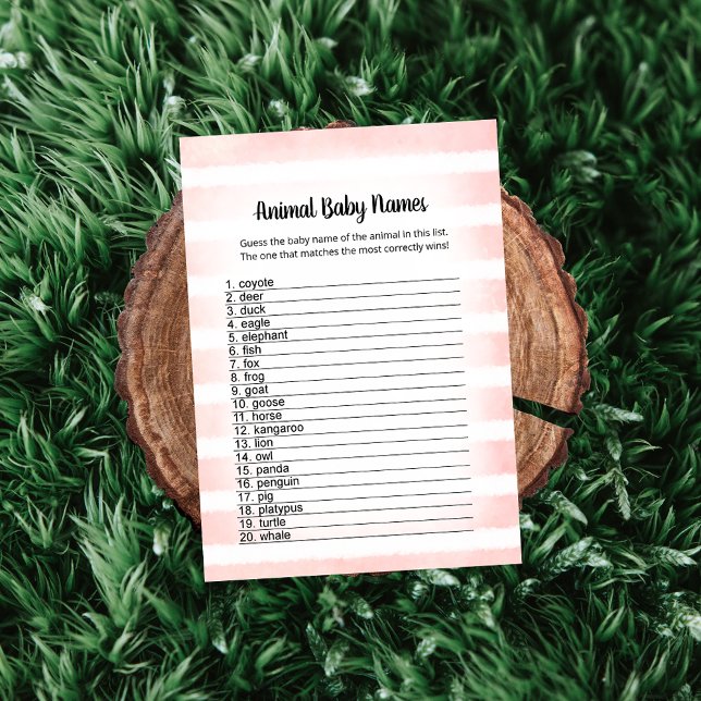 Carte de jeu Tan Bunny Pink Animal Baby Names (Créateur téléchargé)