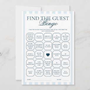 Carte de jeu 'Trouvez l'invitée' à rayures bleues