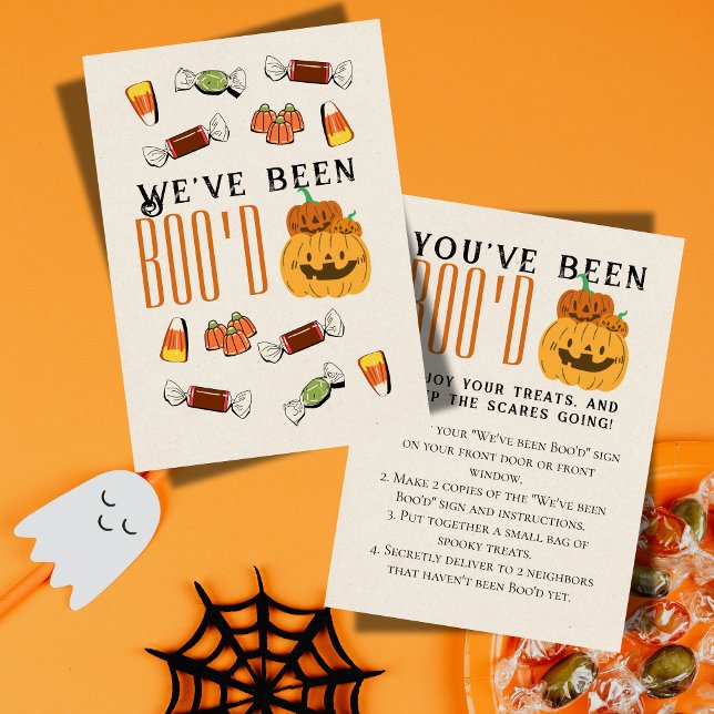 Carte de jeu voisine Boo Jeux d'Halloween (Bring the Halloween spirit to the neighborhood with this "We've been Boo'd" game sign)