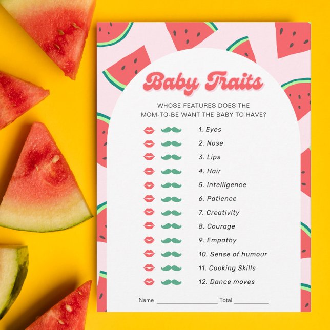 Carte de jeu Watermelon Baby shower Baby Traits (Créateur téléchargé)