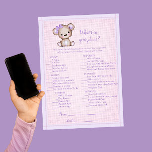 Carte de jeu Whats on your phone mignonne ours vio