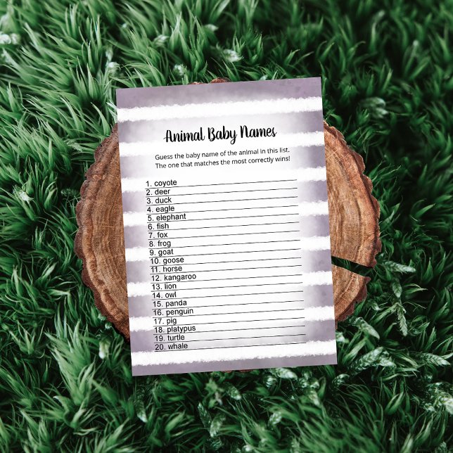 Carte de jeu White Bunny Purple Animal Baby Names (Créateur téléchargé)