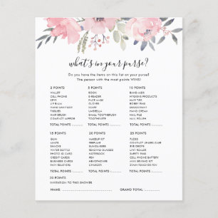 Carte de jeux de douche Floral Rose Script Bridal