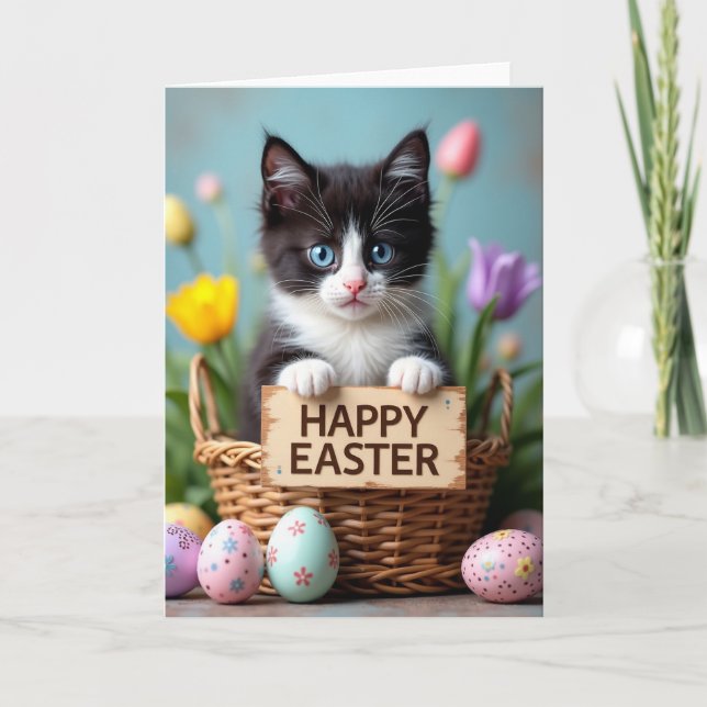 Carte de joie de printemps avec un adorable chaton (Devant)