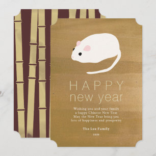 Carte de jour de l'année chinoise Rat 2020 Gold Ho