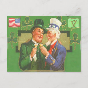 Carte de jour de l'oncle vintage Sam Leprechaun St